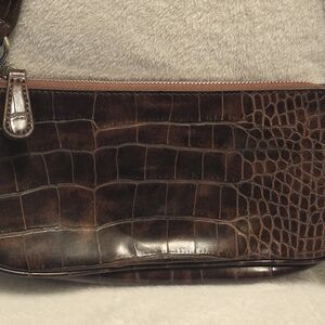 Urban Outfitters Chocolate Brown Croc Mini Handbag Faux Alligator Print
